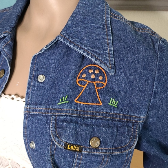 Lee Tops - Vintage Lee dark denim shirt embroidered small